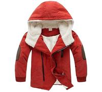 SXSHUN Enfant Garçon Doudoune Veste Doublée Avec Coupe-vent Capuche Matelassée Manteau Mi-longue Blouson, Orange, 5-6 ans