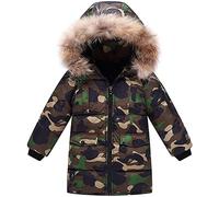 SXSHUN Garçon Doudoune Enfant Manteau avec Chapeau à Lunettes Hiver Chaud Blouson de Neige Veste Coupe Vent, 10 ans, Camouflage