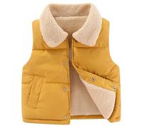 SXSHUN Gilet Matelassé D'hiver Pour Enfant Manteau Sans Manche Fille Garçon Gilets en Duvet Chaude, Jaune, 3-4 Ans