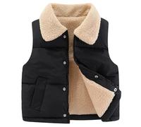 SXSHUN Gilet Matelassé D'hiver Pour Enfant Manteau Sans Manche Fille Garçon Gilets en Duvet Chaude, Noir, 6-7 Ans