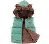 SXSHUN Gilet Sans Manches à Capuche Enfants Hiver Manteau Sans Manche Filles Garçons Gilet Matelassé Chaud, Vert, 3-4 Ans