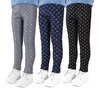 SXSHUN Lot de 2 /Lot de 3 Fille Leggings Long Chaud Respirant Pantalon Hiver Epais Dentelle, Points + Amour, Gris + Bleu + Noir, 7-8 Ans
