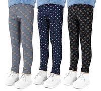 SXSHUN Lot de 2 /Lot de 3 Fille Leggings Long Chaud Respirant Pantalon Hiver Epais Dentelle, Points + Amour, Gris + Bleu + Noir, 9-10 Ans
