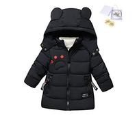 SXSHUN Manteau Enfant Garçon Mignon Doudoune avec Capuche de Lapin Chaud Blouson Automne Hiver Matelassé Veste Motif Ours, 5 ans, Noir