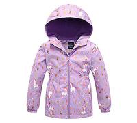 SXSHUN Veste de Randonnée Enfants Fille Garder au Chaud Veste de Softshell Variété d'impression Respirant Manteau Coupe-Vent de Hoodies d'printemps et Automne, Violet, 7-8 ans,(Taille::130cm)