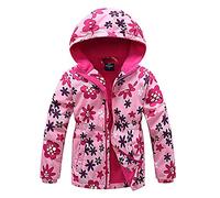 SXSHUN Veste de Randonnée Enfants Fille Garder au Chaud Veste de Softshell Variété d'impression Respirant Manteau Coupe-Vent de Hoodies d'printemps et Automne, Rouge 01, 7-8 ans,(Taille::130cm)