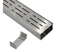 SXSJMY Caniveau Etroit Terrasse 10 Cm de Large, 1 M de Long, Caniveau Exterieur Extra Plat de ExtéRieur en Acier Inoxydable 304 avec Raccord, Canalisation de Drainage pour Balcon/Trottoir