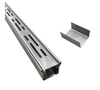 SXSJMY Caniveau Etroit Terrasse 3,5 Cm de Large, 1 M de Long, Caniveau Exterieur Extra Plat de ExtéRieur en Acier Inoxydable 304 avec Raccord, Canalisation de Drainage pour Balcon/Trottoir