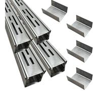 SXSJMY Caniveau Etroit Terrasse 3,5 Cm de Large, 4 M de Long, Caniveau Exterieur Extra Plat de ExtéRieur en Acier Inoxydable 304 avec Raccord, Canalisation de Drainage pour Balcon/Trottoir