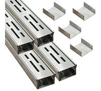 SXSJMY Caniveau Etroit Terrasse 5 Cm de Large, 4 M de Long, Caniveau Exterieur Extra Plat de ExtéRieur en Acier Inoxydable 304 avec Raccord, Canalisation de Drainage pour Balcon/Trottoir