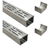 SXSJMY Caniveau Etroit Terrasse 7 Cm de Large, 2 M de Long, Caniveau Exterieur Extra Plat de ExtéRieur en Acier Inoxydable 304 avec Raccord, Canalisation de Drainage pour Balcon/Trottoir