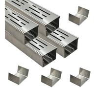 SXSJMY Caniveau Etroit Terrasse 7 Cm de Large, 4 M de Long, Caniveau Exterieur Extra Plat de ExtéRieur en Acier Inoxydable 304 avec Raccord, Canalisation de Drainage pour Balcon/Trottoir