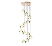 SXSKPP Lustre créatif Moderne 12 Boules de Verre à Bulles pour escalier, Duplex, éclairage Suspendu, Villa, Salon, loft, Rotatif, Long, 50 x 180 cm (Couleur : Spirale)