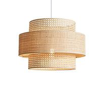 SXSKPP Lustre créatif Moderne Bohème Chic : Corps de Lampe en rotin tissé à la Main Abat-Jour en Tissu Plafonnier Suspension Luminaires Lanterne en Bambou Lampe Nordique en Osier f