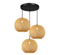 SXSKPP Lustre créatif Moderne, Lanterne Ronde en Bambou, Suspension, Style Japonais rétro, luminaire Suspendu à 3 lumières pour Salon, Chambre, Restaurant, café, Salon de thé