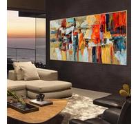 SXSKPP Tableau Mural surdimensionné pour Salon, Peinture à l'huile sur Toile colorée, œuvre d'art Abstraite Moderne, très Grand Format (60 x 120 cm/Cadre intérieur)