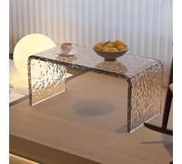 SXSLTSA C-Tisch aus Acryl für Schlafzimmer und Wohnzimmer, multifunktional, Transparente Seite mit Laptop-Ständer, Modern geformtes Ende, Sofa, Kaffee, stilvolles, platzsparendes Design (t