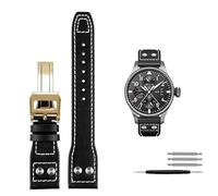 SXSWCH 21 mm 22 mm de veau de veau en cuir Remplacement de bande de montre pour IWC Watch Pilot Portofino Mark18 Bracelets de sangle de boucle pliante (couleur: noir noir, taille: 21 mm)