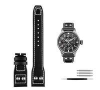 SXSWCH 21 mm 22 mm de veau de veau en cuir Remplacement de bande de montre pour IWC Watch Pilot Portofino Mark18 Bracelets de sangle de boucle pliante (couleur: noir noir, taille: 21 mm)