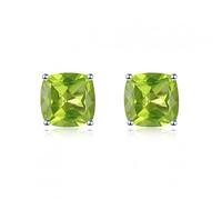 SXSWCH 3.29CT VOLICE Peridot 925 Boucles d'oreilles Stud Cushion 7 mm Genues Green Bijoux élégants