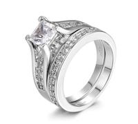 SXSWCH 925 argent sterling argent brillant en diamant complet anneau de pierre de pierre de gemme cubique zirconi anneaux cz diamant multi-lignes rings éternité bande de fiançailles anneaux 2 pcs
