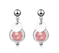 SXSWCH 925 Boucle d'oreille en Cristal de Fraise en Argent Sterling, Boucles d'oreilles à Disque argenté, Boucles d'oreilles élégantes à étalons, Bijoux pour Les Femmes Cadeaux