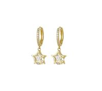 SXSWCH 925 Boucle d'oreille en Cristal en Cristal en Argent Sterling, Boucles d'oreilles en Or, 18 km plaqués en Or, Boucles d'oreilles Pendantes de Cerceau de Luxe pour Femmes