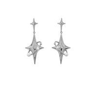 SXSWCH 925 Boucle d'oreille en étoile à Quatre Points en Argent Sterling, Petites Boucles d'oreilles en Perles, Boucles d'oreilles Sombres délicates pour Les Femmes Cadeaux