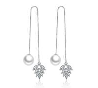 SXSWCH 925 Boucle d'oreille en peleuse en Argent Sterling, Boucles d'oreilles en Argent à File d'oreille à Gland Long, Tirez à Travers des Boucles d'oreilles Pendantes, Bijoux pour