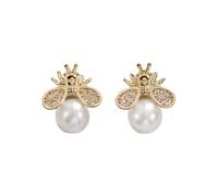SXSWCH 925 Boucles d'oreilles en bourdon hypoallergéniques de Bumblebee pour femmes | Bijoux d'abeilles en or avec des perles | Valentines et cadeaux de la fête des mères