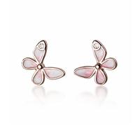SXSWCH 925 Exquise Zirconia émail Papillon Rose Boucles d'oreilles Femmes Fashion élégante Boucles d'oreilles de fête