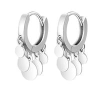SXSWCH 925 Sterling Silver Circle Bround Boucle d'oreille, Boucles d'oreilles à Disc Silver Tassel, Boucles d'oreilles Sangling Hoop Sangling Fashion, Bijoux pour Femmes