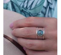 SXSWCH 925 Sterling Silver Women's NOUVEAU EXAGUEMENT ROUNDER Large imitation Shell Anneau Imitation Imitation Shell Wedding Anniversary Ring Taille 9