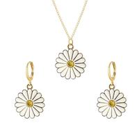 SXSWCH Bijoux de fleurs de marguerite ensemble pour les femmes mignonnes cerises de fleur de cerisier enrôle des boucles d'oreilles colliers pendents cadeaux de vacances d'anniversaire