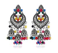 SXSWCH Boho Chandellier Jhumka Énoncé des boucles d'oreilles enracinement pour femmes vintage grande fleur perle Perre