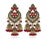 SXSWCH Boho Chandellier Jhumka Énoncé des boucles d'oreilles enracinement pour femmes vintage grande fleur perle Perre
