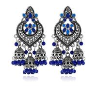 SXSWCH Boho Chandellier Jhumka Énoncé des boucles d'oreilles enracinement pour femmes vintage grande fleur perle Perre