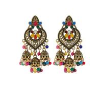 SXSWCH Boho Chandellier Jhumka Énoncé des boucles d'oreilles enracinement pour femmes vintage grande fleur perle Perre