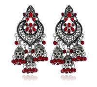 SXSWCH Boho Chandellier Jhumka Énoncé des boucles d'oreilles enracinement pour femmes vintage grande fleur perle Perre