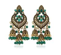 SXSWCH Boho Chandellier Jhumka Énoncé des boucles d'oreilles enracinement pour femmes vintage grande fleur perle Perre