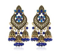 SXSWCH Boho Chandellier Jhumka Énoncé des boucles d'oreilles enracinement pour femmes vintage grande fleur perle Perre