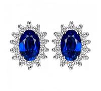 SXSWCH Boucle d'oreille de pierre précieuse en saphir bleu