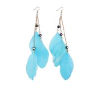 SXSWCH Boucle d'oreille de Plumes de Style Ethnique - Boucles d'oreilles en Plumes à chaîne Creux géométrique Bohemian Bohemian, Boucles d'oreilles à Aiguille incurvées Bohemien exagérées