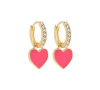 SXSWCH Boucles d'oreilles de cerceau de coeur d'amour preppy pour les femmes adolescentes or plaquées zircone cubique cz charm