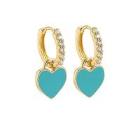 SXSWCH Boucles d'oreilles de cerceau de coeur d'amour preppy pour les femmes adolescentes or plaquées zircone cubique cz charm