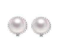 SXSWCH Boucles d'oreilles de Perle de Mode Pearl Natural Freshater Pearl 925 Service Sight Signer pour Femmes des Femmes DE BROUEUR OEUR Zircon