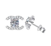 SXSWCH Boucles d'oreilles hypoallergéniques pour femmes S925 Silver Bow Studs avec cristaux | Bijoux à la mode | Nickel Free Gold plaqué et argent | Boucles d'oreilles délicates pour oreilles