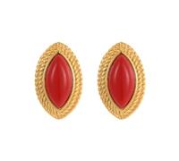 SXSWCH Boucles d'oreilles marquises à marquise en or 18K pour femmes - boucles d'oreilles tragus hypoallergéniques en obsidienne, olive, rouge et blanc | Bijoux de style vintage français,
