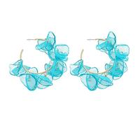 SXSWCH Boucles d'oreilles pour Femmes, pétales Bleus, Bijoux pour Les Vacances d'été, Beaux Bijoux.