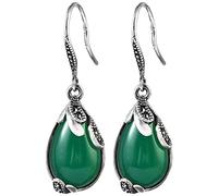 SXSWCH Boucles d'oreilles pour Femmes, S925 Green Agate Chardette d'oreille Retro Elegant Femmes Boucles d'oreilles Red